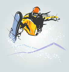 Vector illustration of snowboarder