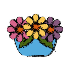 garden flowers pot icon vector illustration graphic design