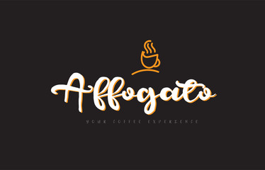 affogato word text logo with coffee cup symbol idea typography