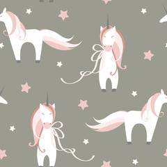Unicorns and stars. Vector pattern