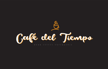 cafe del tiempo word text logo with coffee cup symbol idea typography