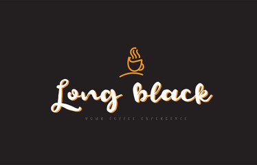 long black word text logo with coffee cup symbol idea typography