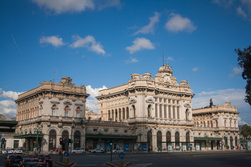 The rail station of Genoa outside view