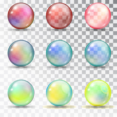 Transparent colored balls with overflow.
