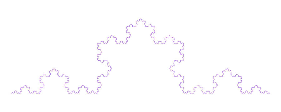 Flat Vector Computer Generated  Koch Triad Curve L-system Fractal - Generative Art  
