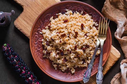 Rice with dried tomatoes and soy sauce
