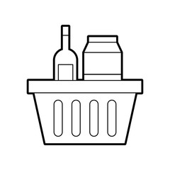 basket shopping with bottles drink products icon vector illustration