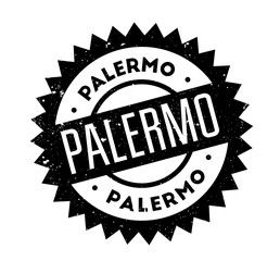 Palermo rubber stamp. Grunge design with dust scratches. Effects can be easily removed for a clean, crisp look. Color is easily changed.