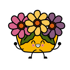 garden flowers pot icon vector illustration graphic design kawaii cartoon