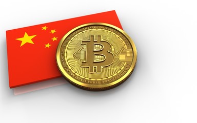 3d bitcoin china flag