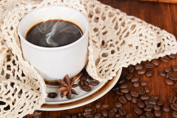 black sweet coffee in a cup for breakfast