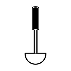flat line monocromatic  ladle   over white  background vector illustration