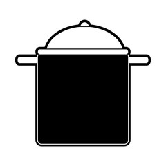 flat line monocromatic cooking pot over white background  vector illustration