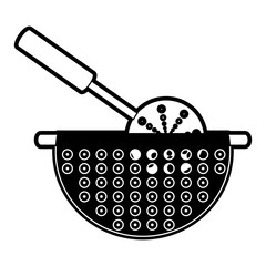 flat line monocromatic  bowl drainer over white background vector illustration