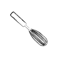 flat line uncolored whisk over white  background vector illustration