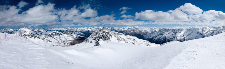 Winter alpine panorama of Austian ski resort, Solden