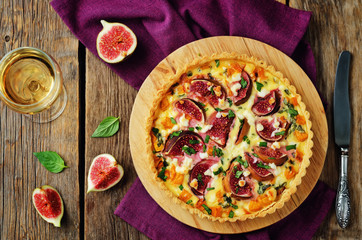 Pumpkin ricotta Basil Figs tart