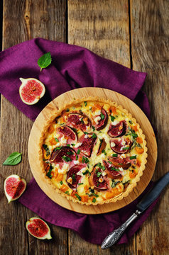 Pumpkin Ricotta Basil Figs Tart