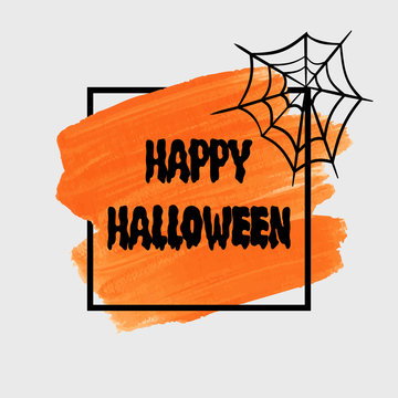 Happy Halloween sign text over brush paint abstract background vector illustration. Halloween poster, invitation or banner.