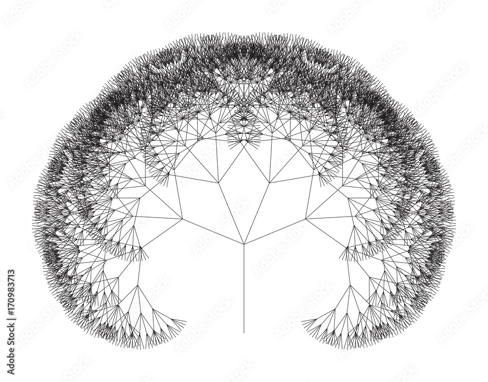 Wall mural flat vector computer generated l-system fractal tree - generative art