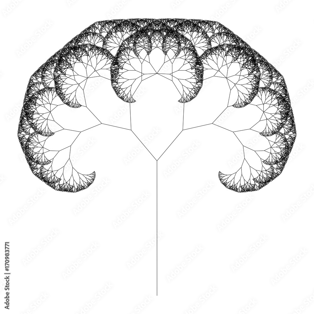 Wall mural flat vector computer generated l-system fractal tree - generative art