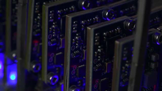 Bitcoin Miners in twilight (4K)