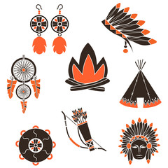 Indians time simple icons set
