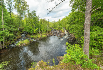 Morrum river cascades in summer scenery
