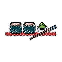 colorful sushi doodle over background  vector illustration
