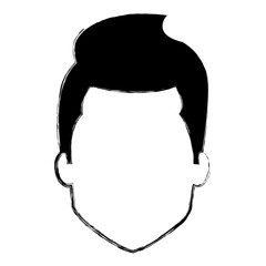 young man head avatar character vector illustration design
