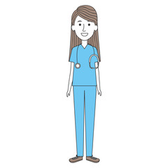 female doctor with stethoscope avatar character vector illustration design