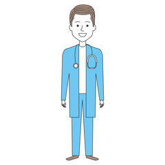 male doctor with stethoscope avatar character vector illustration design