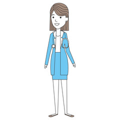 female doctor with stethoscope avatar character vector illustration design