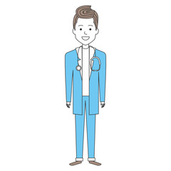 male doctor with stethoscope avatar character vector illustration design
