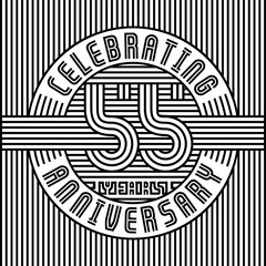 55 years anniversary logo. Vector and illustration. Line art anniversary design template.
