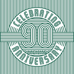 90 years anniversary logo. Vector and illustration. Line art anniversary design template.
