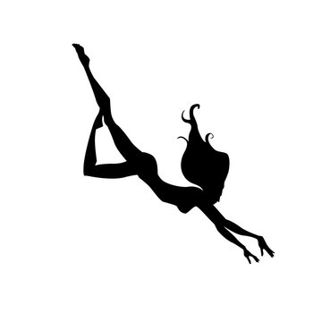 Silhouette of graceful diver. Vector illustration.