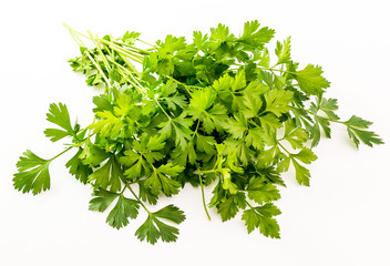 Fresh Parsley on white background.