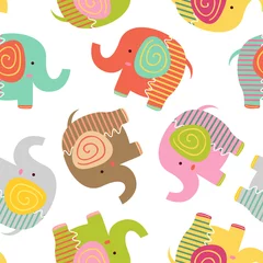 Foto op Plexiglas Olifant naadloos patroon met babyolifant - vectorillustratie, eps