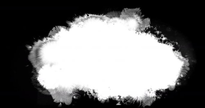 white ink splattering flowing and washing on black background, ink splatter effect