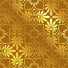 Seamless cute Golden Greek floral pattern, endless texture for wallpaper or scrap booking