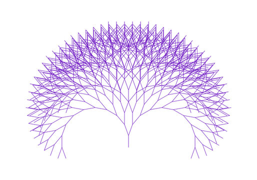 Fototapeta Flat Vector Computer Generated  L-system Branching Fractal  - Generative Art  