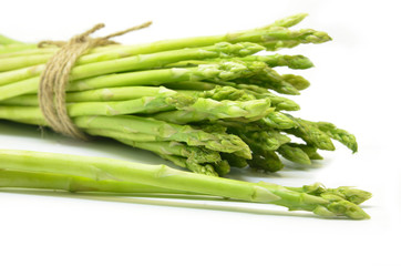 Bundle of green asparagus shoots