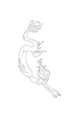 Obraz na płótnie Canvas Beautiful cartoon mermaid or siren. Sea theme. Hand drawing isolated objects. Vector illustration. Coloring book