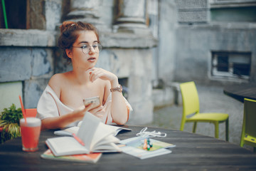 Female student studying