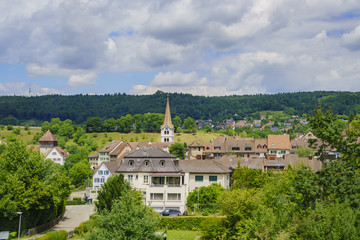 Rural cityscape with church