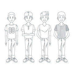 Young boys cartoon icon vector illustration graphic design