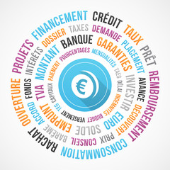 crédit et financement - nuage de mots et icône