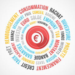 crédit et financement - nuage de mots et icône