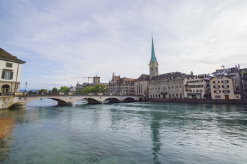 Afternoon cityscape of Women's Minster, Zurich